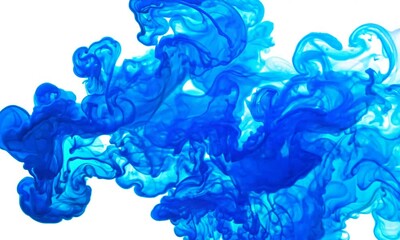 Wall Mural - azure fluid dynamics: abstract swirling blue ink in water. a mesmerizing dance of color and form, ca