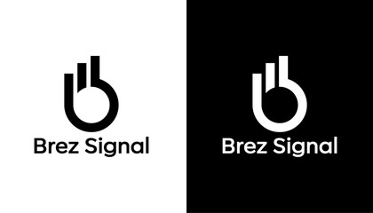 initial letter b with signal wifi logo vector premium design template