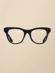 Poster - Black eyeglasses rest centrally on a plain background, highlighting their modern design and appeal for everyday wear. Generative AI
