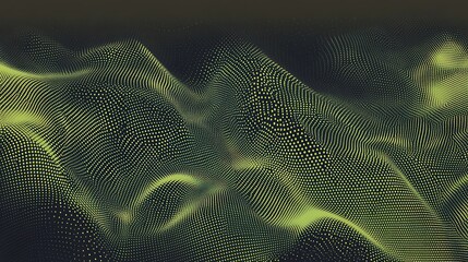 Abstract green and black digital wave.