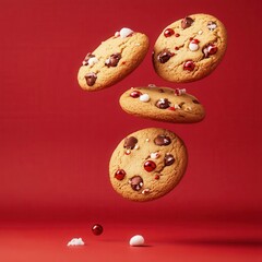 Cookies falling, accidental drop, festive Santa theme