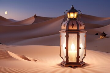 3D Arabia Sahara with lantern