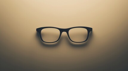 Poster - A pair of classic black eyeglasses is arranged neatly on a warm beige surface, emphasizing their simple yet elegant design. Generative AI