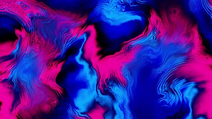 Aufkleber - Blue purple neon glowing liquid waves abstract motion background. Video animation Ultra HD 4K 3840x2160