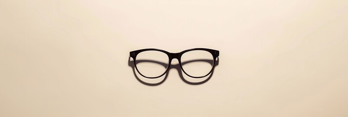 Poster - A pair of stylish eyeglasses sits on a plain background, emphasizing their elegant design and clear lenses for a contemporary look. Generative AI