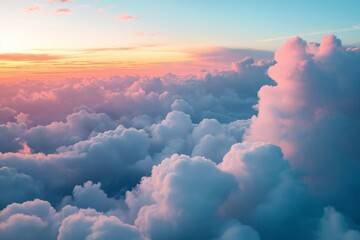 Wall Mural - flying in bright sunset clouds