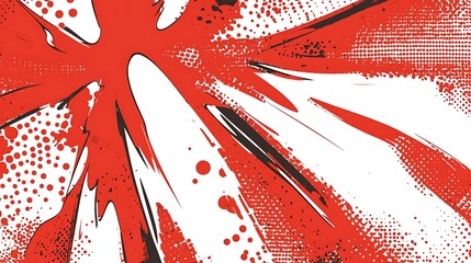 Poster - Abstract red and white explosion with halftone pattern.