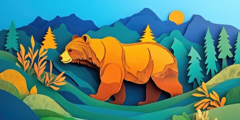 Wall Mural - Grizzly Bear in its natural habitat, Grizzly Bear in Wilderness