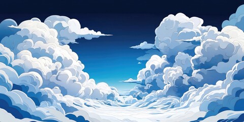 Wall Mural - Fluffy altocumulus clouds adorn the azure sky, signaling the approach of a summer thunderstorm, creating a picturesque scene of nature's anticipation