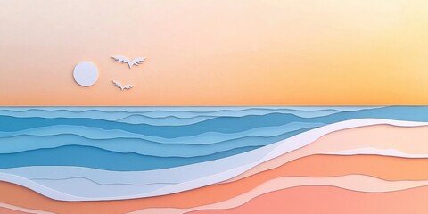 Poster - Aerial view of a serene beach at dawn, Aerial view of a tranquil shoreline at sunrise