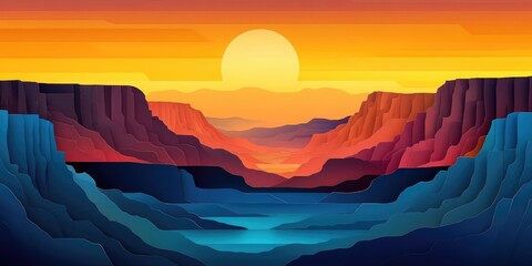 Wall Mural - Stunning Canyon Landscape During Sunset, Canyon Landscape at Sunset