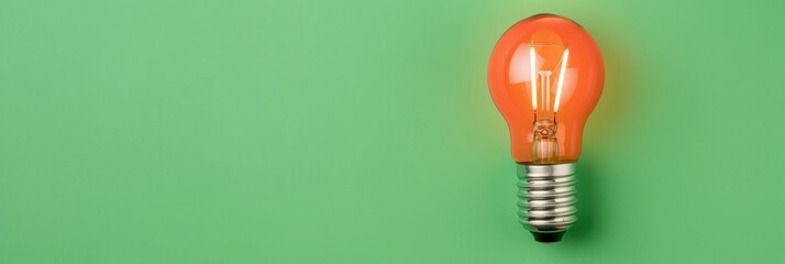 A bright orange light bulb against a green background, symbolizing creativity, innovation, and ideas. Perfect for creative and energy concepts.