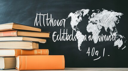 International Day of education background, the theme of the Earth, doctor's cap, books holiday publicity illustrations,AI generated.