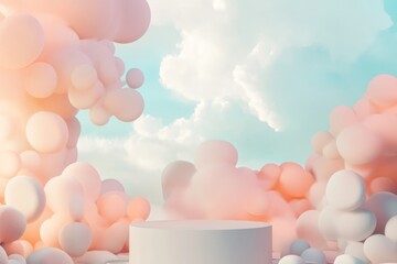 Wall Mural - vibrant dreamscape with pastel clouds and bubble forms - ideal for print, card, poster