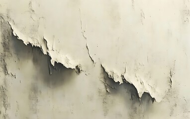 Aufkleber - A peeling wall with textured layers, showcasing a blend of cream and gray colors, adding a rustic and weathered effect.