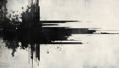 Aufkleber - Abstract monochrome artwork featuring bold black streaks contrasting against a light background, evoking motion and energy.