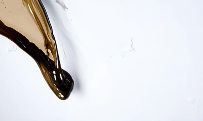 Wall Mural - brown liquid stream contrasts with white surface creating visual impact.
