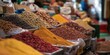 © gunzexx png and bg - An array of colorful spices is artfully displayed at a bustling market stall, reflecting culinary diversity, tradition, and vibrant market life in one vivid scene.