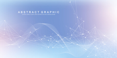 Wall Mural - digits abstract background with connected lines and dots. digital neural networks. network and conne