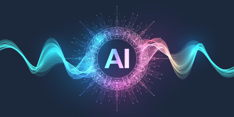Wall Mural - ai banner concept in the digital style. generative ideas design element for internet technology. fut