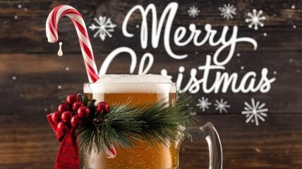 Festive Beer Mug with Candy Cane Stirrer