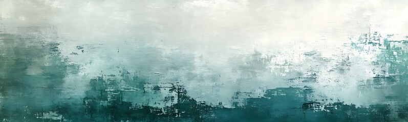 Aufkleber - A serene abstract painting featuring soft shades of teal and white, evoking calmness and tranquility.