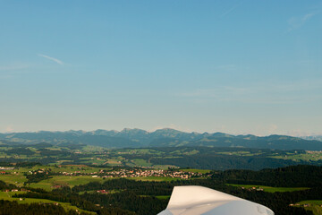 Bavarian mountain panorama seen from a small plane