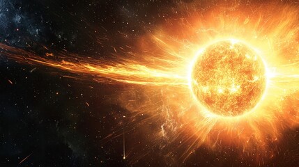 Wall Mural - visualization of a solar storm's impact on earthâ€™s atmosphere.