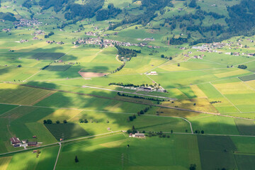 Schaenis airfield in Switzerland seen from a small plane