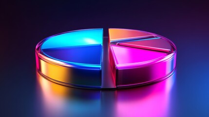 Fototapete - Colorful Pie Chart on a Vibrant Background