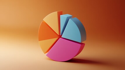 Poster - Colorful 3D Pie Chart on Gradient Background