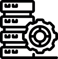 Wall Mural - this icon of a gear partially obscuring a server stack represents server optimization