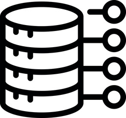 Wall Mural - simple black and white vector icon of a database with data being processed or organized