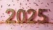 © Anna - Celebratory 2025 Year with Confetti on Pastel Background