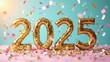 © Anna - Celebratory 2025 Year with Confetti on Pastel Background
