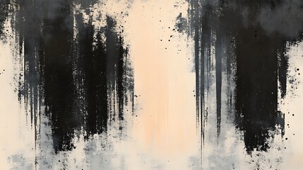 Aufkleber - A modern abstract artwork featuring dark, chaotic brushstrokes against a lighter background, evoking emotion and depth.