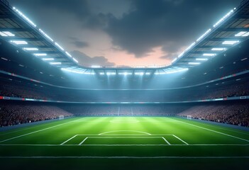 Wall Mural - Professional soccer field stadium background
