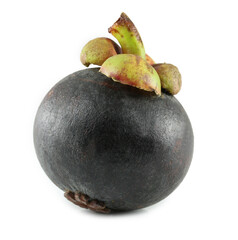 single mangosteen on white background