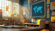 © Phatharaporn - Classroom with World Map on Blackboard.