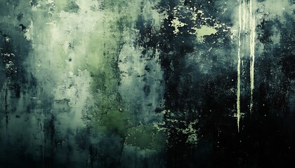 Aufkleber - A textured, dark green wall displaying decay with an organic blend of black and faded yellow streaks, creating a moody and atmospheric feel.
