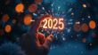 © Kate Mayer - Hand touching on download bar status to change from 2023 to 2024 for countdown of merry Christmas and happy new year by technology concept, start new business and new life