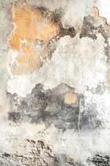 Aufkleber - A textured wall showing peeling paint and discoloration, with shades of gray, white, and orange creating an aged appearance.