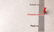 © Midnight Studio - Red pin marks Present on paper background for focusing on current affairs, popular business trends concept.