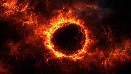 Poster - Fiery circular phenomenon on dark background