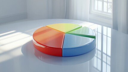 Colorful Pie Chart on a Reflective Surface