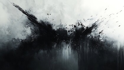 Aufkleber - Abstract black and white artwork with dynamic splashes, evoking a sense of movement and intensity.