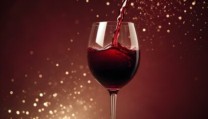 Red wine pouring into a glass, capturing the rich color and elegance of the drink in a sophisticated and inviting moment.