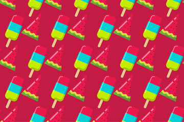 Poster - Summer seamless pattern background with summer icons