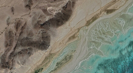 The sandy coast of Qatar in the Persian Gulf