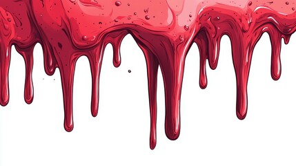 Dripping red paint creating a visually striking effect on a white background